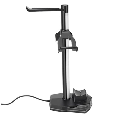 RGB Headset Stand with Controller Holder for 2 Pro, Charging Dock for Gaming Setup, and Streamers