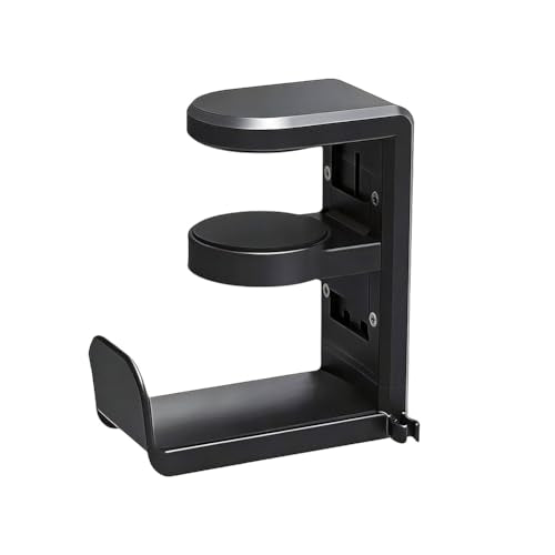 360° Rotating Headphone Hanger, Under Desk Headset Holder, Clamp‑On Headphone Stand for All Over‑Ear Headphones,Black - color: Black