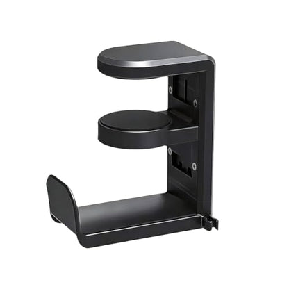 360° Rotating Headphone Hanger, Under Desk Headset Holder, Clamp‑On Headphone Stand for All Over‑Ear Headphones,Black - color: Black