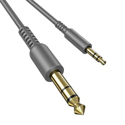 OneOdio 6.35mm to 3.5mm 6.6-9.8FT Stereo Adapter Cable Compatible with AMPs, Electronic Keyboards, Mixers, Guitars and Pro10/Pro30/Pro50 Headphones of OneOdio-Gray - color: Grey