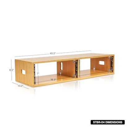 Sound Town DIY 2 x 4U Studio Rack, Solid Carbonized Bamboo, for Recording Room, Home Studio (STBR-D4) - size: 2 x 4U, Carbonized Bamboo