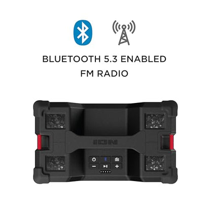 Ion Audio Tailgater Tough - Rugged Portable All-Weather Wireless Bluetooth Speaker, IPX5 Water-Resistant, Outdoor Weather-Resistant Speaker, 65W (Renewed)