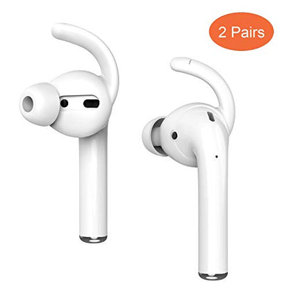 Anti-Slip Earhooks Soft Silicone Skin Compatible with Apple Airpods 2 & 1 Lightweight Sound Quality Enhancement for Headphones Outdoor Activities in-Ear EarHook 2 Pairs White - color: White