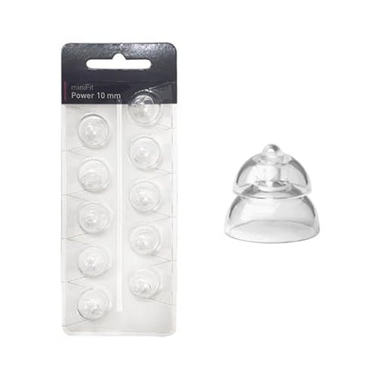 MiniFit Power Domes for Oticon Hearing Aids, 10mm, 20 Pieces | Soft silicone, fits Oticon Opn, Nera, Alta and RITE models, not for Corda tubes, includes cleaning brush and cloth, 2 packs - size: 10MM