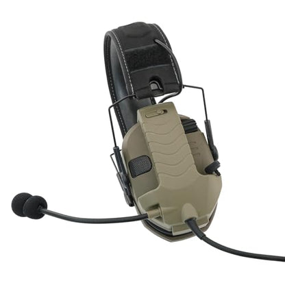 Microphone & PTT for Walker's Razor Noise Cancelling Headphones Airsoft（Tan） - color: Tan