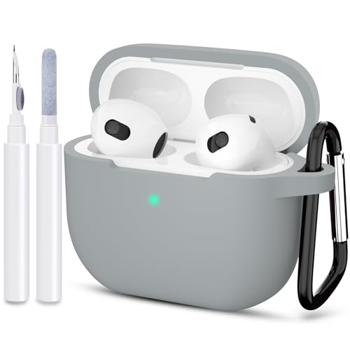 Compatible with AirPods 3 Case, Protective Silicone Cover for AirPods 3rd Generation Case 2021, Wireless Charging - Grey - color: C-Grey