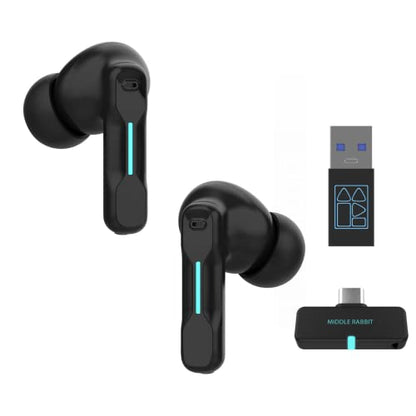 SW4 Pro Wireless Earbuds for PC/Computer/Laptop/Mobile - Dongle & Bluetooth - 20ms Low Latency - 4 Mics – Gaming - Work Headset/Headphones for Office