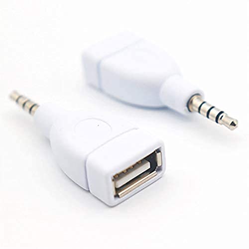 VizGiz 2 Pack Car Stereo AUX to USB Adapter 3.5mm Male to USB Female Audio Adapter for Car Radio Digital Media Receiver Head Unit Aux-in Port with MP3 Decoding Playing Music with U-Disk Flash Drive