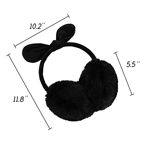 POXIMI Women Winter Earmuffs Girl Ski Adjustable Ear Covers for Kid Cute Bow Ear Warmer Outdoor Earmuff Fleece Lining - color: B-khaki