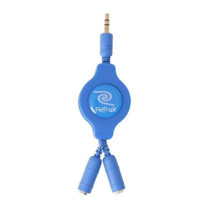 ReTrak Retractable Headphones Splitter, Blue ( ETCABLESPLBU) - color: Blue