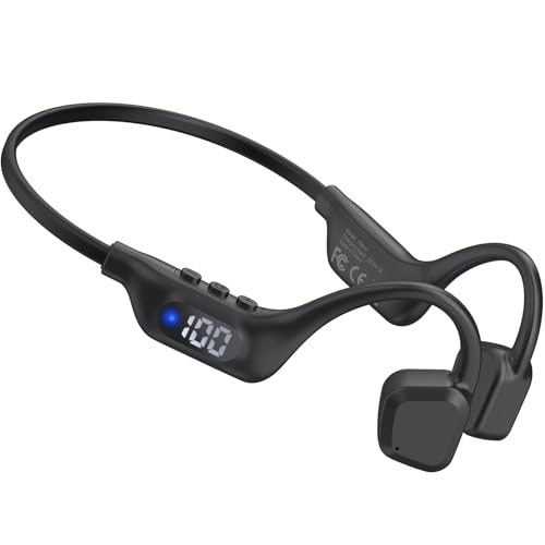 Bone Conduction Headphones, 14H Playtime Bluetooth 6.0 Open-Ear Earbuds with Mic, IPX5 Waterproof Lightweight Headset, Wireless Sport Earphones for Running, Cycling, Gym Workouts(Black) - color: Black