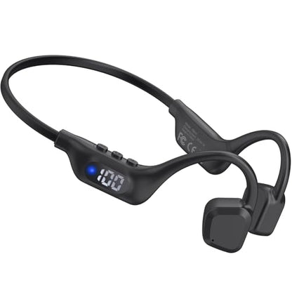 Bone Conduction Headphones, 14H Playtime Bluetooth 6.0 Open-Ear Earbuds with Mic, IPX5 Waterproof Lightweight Headset, Wireless Sport Earphones for Running, Cycling, Gym Workouts(Black) - color: Black