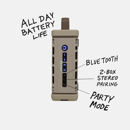 Turtlebox Ranger, Ultra-Portable Bluetooth Speaker, Waterproof, Tan - color: Tan