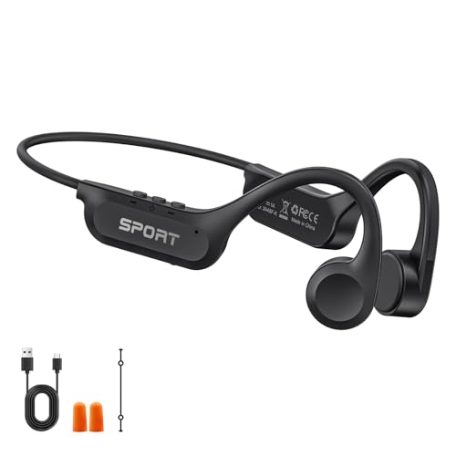 Yorlu Bone Conduction Headphones, Open-Ear Bluetooth Sport Headphones | Lightweight, 10Hrs Playtime, IP56 Waterproof, Bone Conduction Earphones for Workout, Hiking