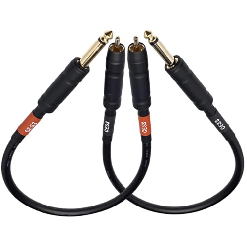 CNCESS 1/4 Inch TS Male to RCA Plug Adapter Cable, Short Mono Audio Lead, 6 Inch, 2 Pack - size: 6 Inches