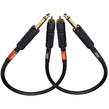 CNCESS 1/4 Inch TS Male to RCA Plug Adapter Cable, Short Mono Audio Lead, 6 Inch, 2 Pack - size: 6 Inches