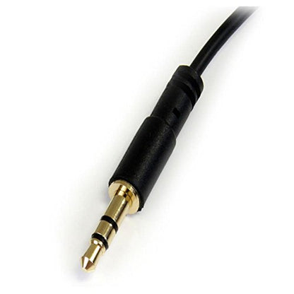 StarTech 1ft Slim 3.5mm Audio Cable, Right Angle, Male to Male (MU1MMSRA) | Aux Cable - size: 1 ft, style: 1 x Angled Connector