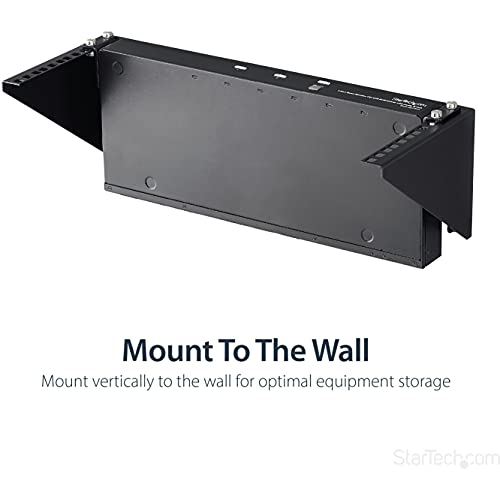 StarTech 4U Vertical Wall-Mount Rack Bracket, 19in, 125lb, TAA (RK419WALLV) | Open-frame L-shaped bracket for network and data equipment, Low-profile, EIA-310, 56.7kg, Any depth - size: 4U