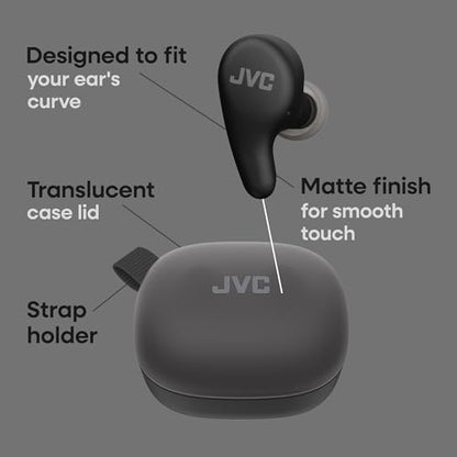 JVC Gumy Premium True Wireless Earbuds Noise Cancelling, Bluetooth 5.4 Headphones 26H Battery, ANC Ambient Mode, Gaming Low Latency, USB-C Case - color: Black