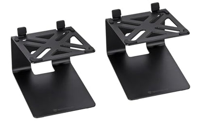 Rockville SR4 Speaker Riser Stands for 4" Desktop Speakers, Black, Pair | For Monitors, 5-Degree Tilt, 3mm Steel, 30 lb Capacity, Anti-Slip De-Coupling Pads, C-Shaped, 5" Height