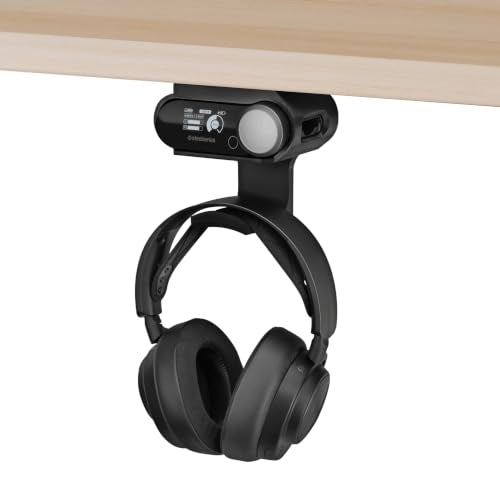 Under Desk Headphone Hanger Stand for Steelseries Arctis Nova Pro, Elite and Pro Omni Wireless Headsets with Dock for the Wireless Base Station by Brainwavz (HPS02) - color: HPS02