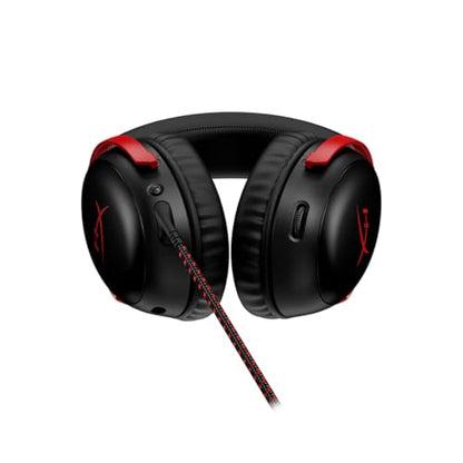 HyperX Cloud III – Wired Gaming Headset,PC,PS5,Xbox Series X|S,Angled 53mm Drivers,DTS Spatial Audio,Memory Foam,Durable Frame,Ultra-Clear 10mm Mic,USB-C,USB-A,3.5mm – Black/Red,(Pack of 10) - color: Black/Red, size: Regular (Pack of 10), style: Wired