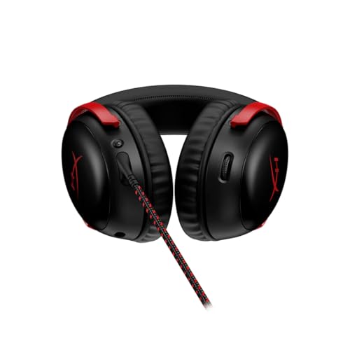 HyperX Cloud III – Wired Gaming Headset,PC,PS5,Xbox Series X|S,Angled 53mm Drivers,DTS Spatial Audio,Memory Foam,Durable Frame,Ultra-Clear 10mm Mic,USB-C,USB-A,3.5mm – Black/Red,(Pack of 10) - color: Black/Red, size: Regular (Pack of 10), style: Wired