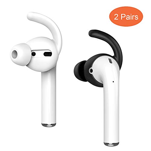 Anti-Slip Earhooks Soft Silicone Skin Compatible with Apple Headphone 2 & 1 Lightweight Sound Quality Enhancement for Headphones Outdoor Activities in-Ear EarHook 2 Pairs White & Black - color: White & Black