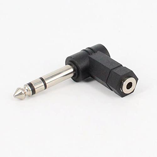 6.35mm 1/4In TRS to 3.5mm Right Angle Stereo Adapter 90Degree2Pcs | 3 Pole Male to 3.5mm Female Stereo AUX Headphone Audio Right Angle Converter Connector