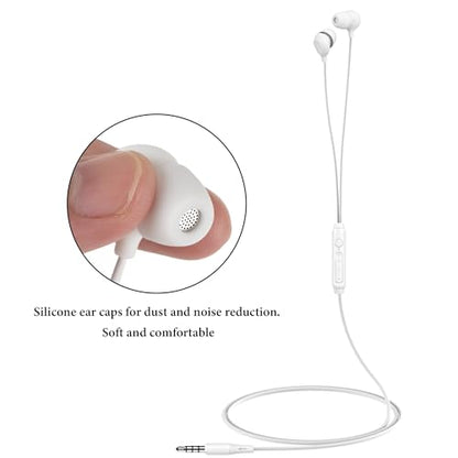 GEEKRIA Sleeping Headphones for Side Sleepers, 3.5mm Wired Soft Silicone in-Ear Earbuds with Mic & Volume Control, Noise Cancelling Earphones for Sleep, Travel & Meditation (3.9FT) - color: White
