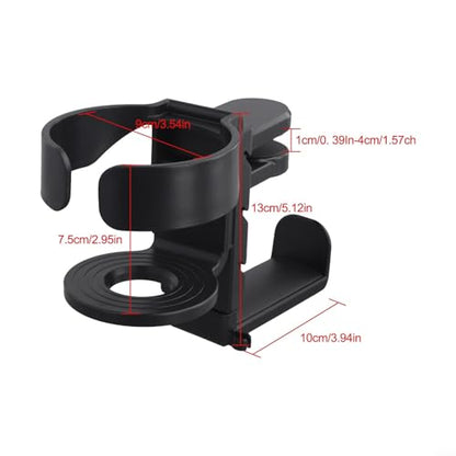 Under Desk Organizer Cup Holder and Headphone Hanger 2 in 1 Adjustable Clamp for a Cleaner Workspace (Black) - color: Black