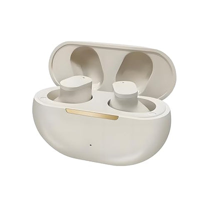 TINGER Mini Semi-in-Ear Bluetooth 5.4 Earbuds- 20H Battery Life Wireless Headphones, Ultra-Compact Design with Clear Calls, Sweatproof for Running/Gym/Travel（Beige） - color: Beige