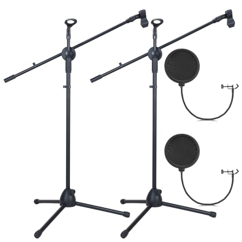 Sherr 4 Pcs Tripod Microphone Stand with Mic Clip and Windscreen