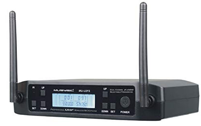 MU-U2F5-LL Dual Channel UHF Microphone System, 2 Bodypacks Headset | , Selectable Frequencies, Auto Scan, IR Sync, Long Range for Church, Fitness, Presentation, School