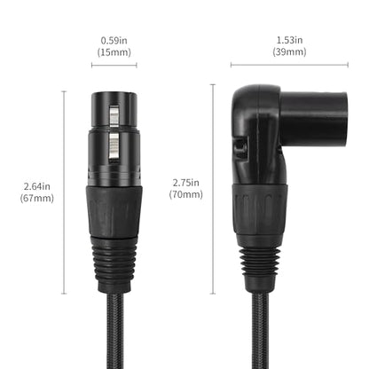 Adjustable 90 Degree XLR Male to Female Microphone Cable Right Angle XLR Cable for Mixing Console 1FT 2pcs
