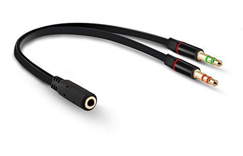 Headphone Splitter [2 Pack] for Computer 3.5mm Female to 2 Dual 3.5mm Male Headphone Mic Audio Y Splitter Cable Smartphone Headset to PC Adapter
