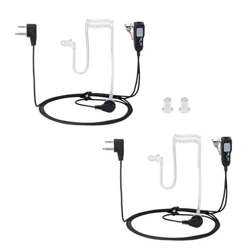 A Earpiece Headset with PTT/VOX for Midland GXT1000VP4 GXT1050VP4 LXT500VP3 Walkie Talkies/Two Way Radio Transparent Acoustic Tube (Pack of 2)
