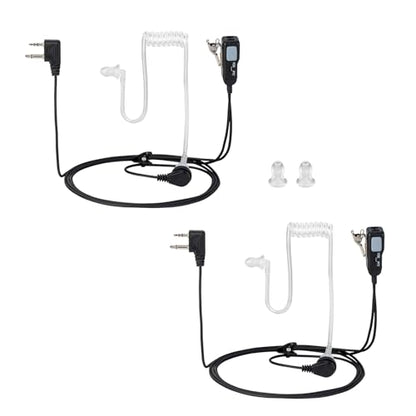 A Earpiece Headset with PTT/VOX for Midland GXT1000VP4 GXT1050VP4 LXT500VP3 Walkie Talkies/Two Way Radio Transparent Acoustic Tube (Pack of 2)