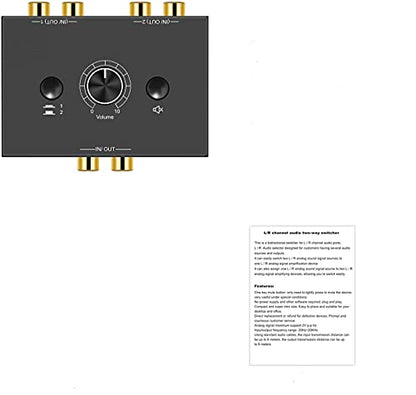 R/L Stereo Audio Switch Audio Switcher AB Switcher Passive Speaker Manual Selector Splitter Box Audio Sharing