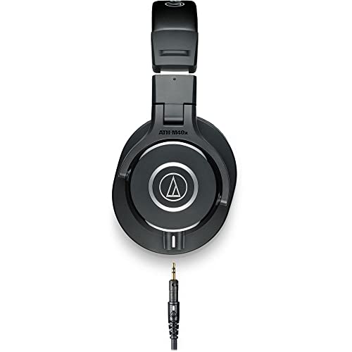 Audio-Technica ATH-M40x Closed-Back Monitor Headphones Bundle with Auray Headphones Holder and Headphones Case