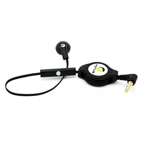 Retractable Headset Mono Hands-Free Earphone w Mic Single Earbud Headphone Wired [3.5mm] [Black] for Motorola Moto G4 - Motorola Moto G5 Plus (XT1687)