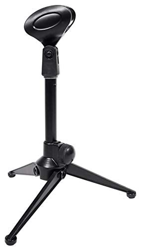 Rockville RDTS Adjustable Height Studio Desktop Tripod Microphone Stand | Includes Mic Clip, 3/8 to 5/8 Adapter, Foldable Design, All Metal, 5.9" to 7.1" Height, for Podcasts/Recording