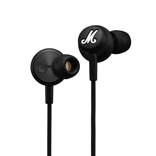 Marshall Mode USB-C 유선 이어버드 - 내장 마이크 | 맞춤형 핏 | 엉킴 방지 코드 | 다이나믹 드라이버 - 블랙