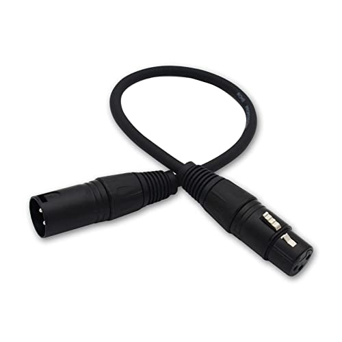 XLR Cable 1ft XLR Male to Female Black Balanced Microphone Cable - 2 Pack - size: 1