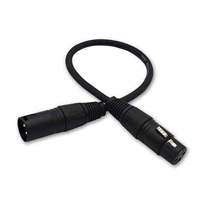 XLR Cable 1ft XLR Male to Female Black Balanced Microphone Cable - 2 Pack - size: 1