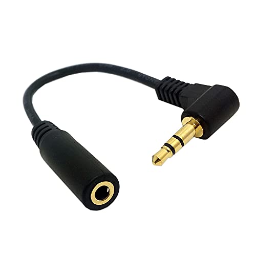 HDMIHOME 90 Degree Right Angled 3.5mm 3poles Audio Stereo Male to Female Extension Cable 10cm Black