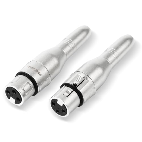 XLR 3Pin Female to 1/4" 6.35mm Female Jack Socket Audio Adapter,Silver 2Pcs | Diecast Zinc Alloy Shell, Low Noise, Pro-Grade Sound, Tight Fit, Conversion Adapters For Mic, PA, DJ, Instrument, Studio Gear - size: XLR Female, style: 2 pcs