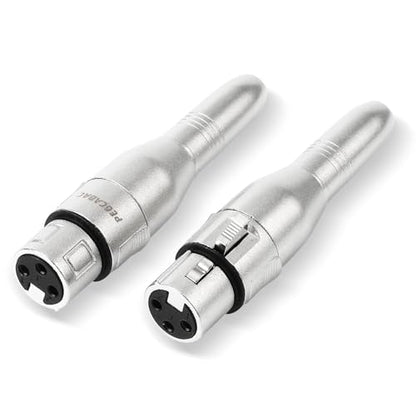 XLR 3Pin Female to 1/4" 6.35mm Female Jack Socket Audio Adapter,Silver 2Pcs | Diecast Zinc Alloy Shell, Low Noise, Pro-Grade Sound, Tight Fit, Conversion Adapters For Mic, PA, DJ, Instrument, Studio Gear - size: XLR Female, style: 2 pcs