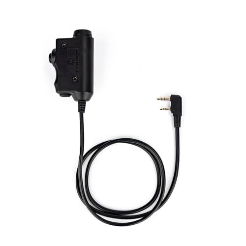 EARMOR M51 PTT Adapter for Baofeng Kenwood 2-Pin Push to Talk Radio Adapter | Fit for Earmor M32 Plus, M32X Plus Tactical Headsets, Wouxun, Retevis, Quansheng, TYT two-way radios Walkie Talkie, Black