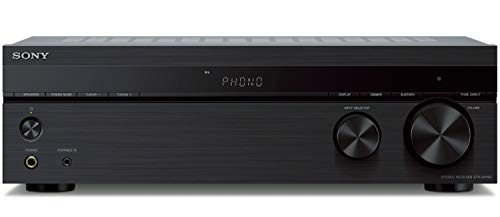Sony STRDH190 2-ch Stereo Receiver Bundle | 100ft of Speaker Wire and 5 Pairs of Banana Plugs, Phono Inputs and Bluetooth, (3 items)